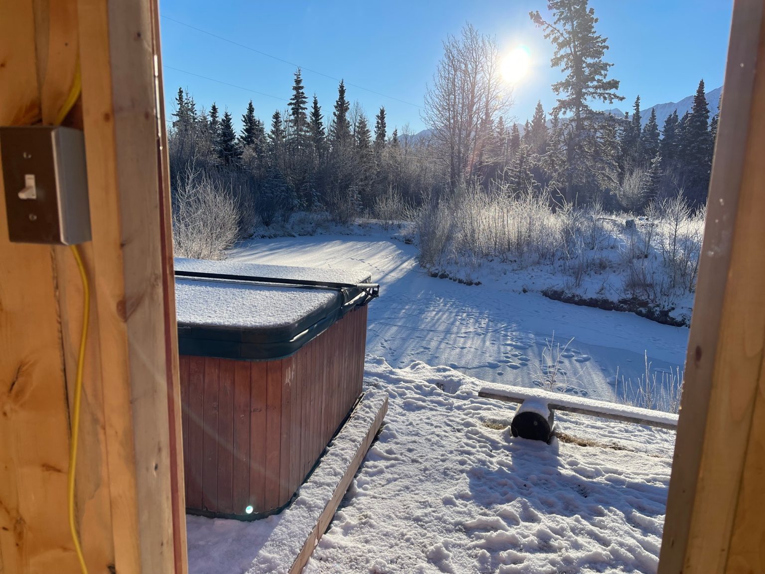 View from the sauna on a cold crisp day